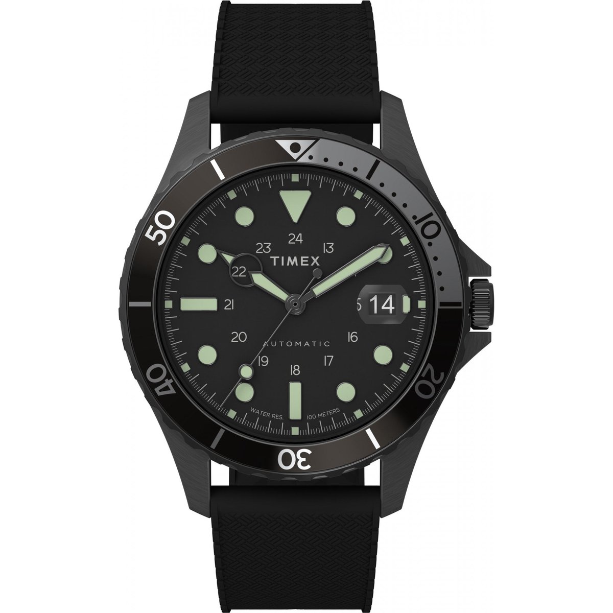 Timex Navi XL Automatic TW2U99900 Horloge - Rubber - Zwart - Ø 41 mm