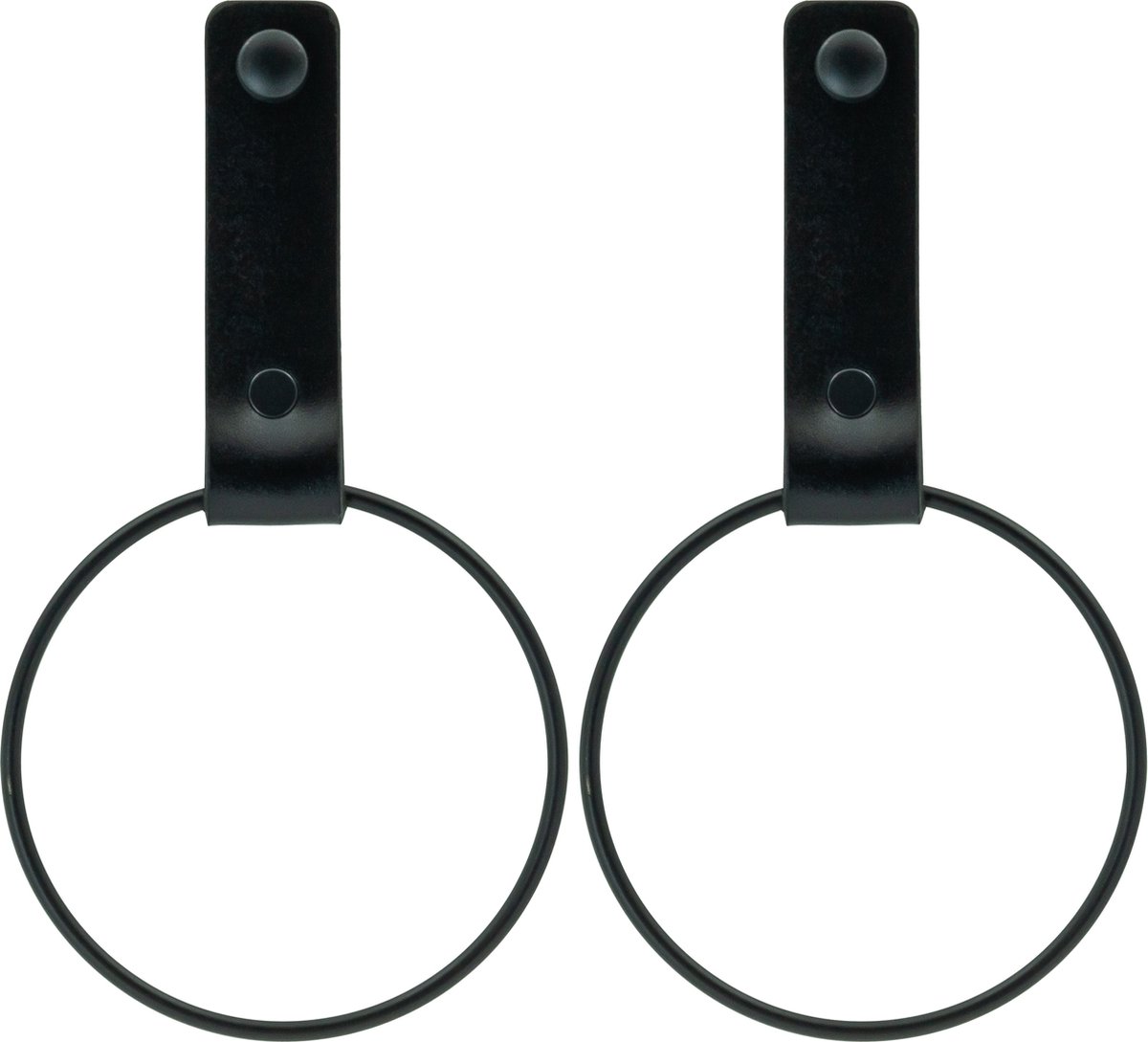 Buffel & Co Handdoekrek – Handdoekring Zwart – Handdoekhaakjes Badkamer – Handdoekhouder Keuken – ø10cm – Leer– 2 Stuks