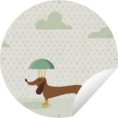 Tuincirkel Herfst - Illustratie - Hond - 120x120 cm - Ronde Tuinposter - Buiten XXL / Groot formaat!