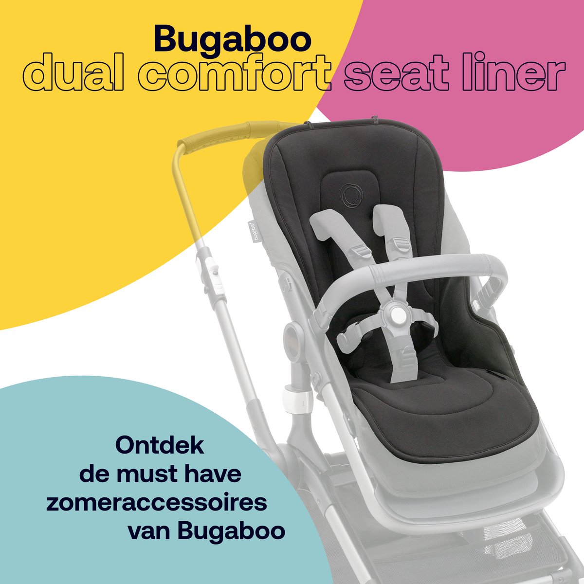 Bugaboo dual comfort seatliners voor kinderwagens, Midnight Black thumbnail 2