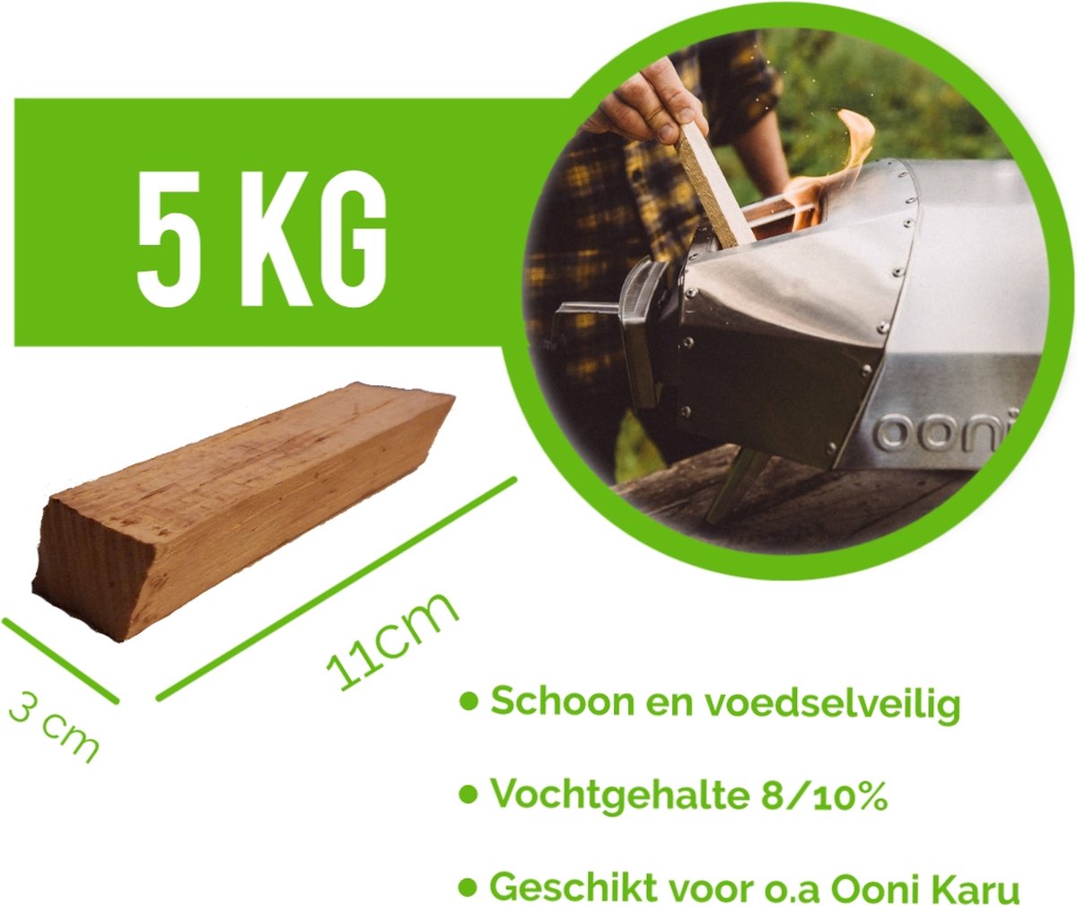 5kg Pizzahout / Ooni Eik 3x11cm passend multi-fuel model pizzaovens | pizza hout Eik incl. aanmaakwokkels – foto 2