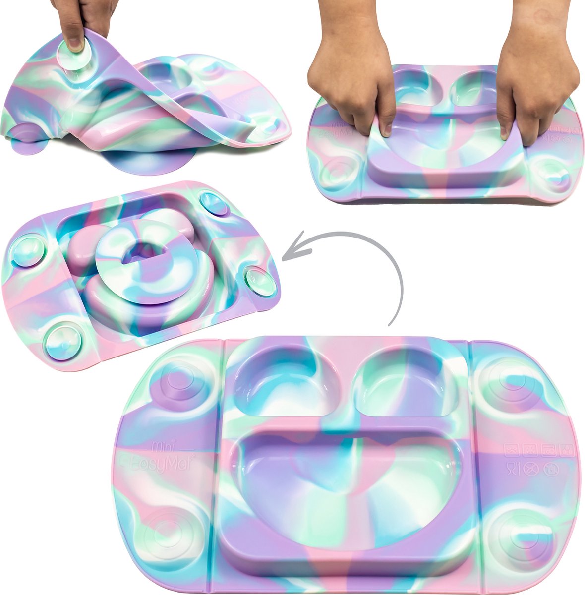 Twistshake Baby-service set mini gedeeld bord, babyzuignapplaat trainingsplaat, BPA-vrij, 31 x 17 cm, grijs