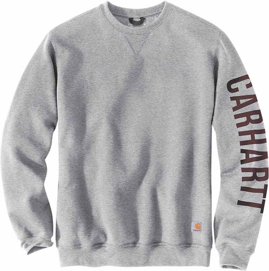 Carhartt Sweatshirt - Crewneck - Logo Sleeve Graphic - Heather Grey - Heren - Maat L (valt als XL)
