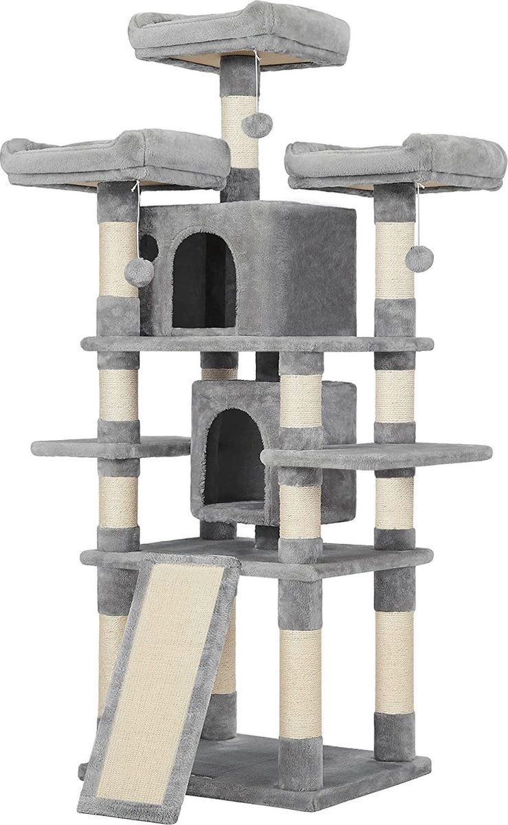 Parya Pets - Grote Kattenboom - Krabpaal - Modern - Lichtgrijs