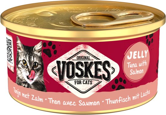 Voskes Kattenvoer Nat Tonijn met Zalm - 24 x 85 gr - Voordeelverpakking
