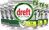 Dreft Platinum All In One - Vaatwastabletten - Lemon - Voordeelverpakking 5 X 16 stuks