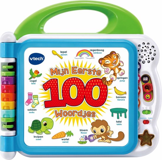 VTech Baby Mijn Eerste 100 Woordjes - NL/EN - Educatief Babyspeelgoed - Lezen en Geluiden - Van 1.5 tot 4 Jaar