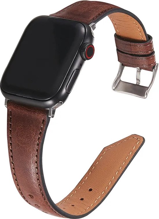Bracelet Apple Watch Compatible - By Qubix Bracelet cuir - Marron