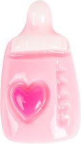 Mini geboorte decoratie | roze flesjes | 2x2cm | Babyshower | 10 stuks