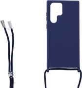 Ketting silicone telefoonhoesje Geschikt voor: Samsung Galaxy S22 Ultra - TPU - Silicone - Donkerblauw - ZT Accessoires