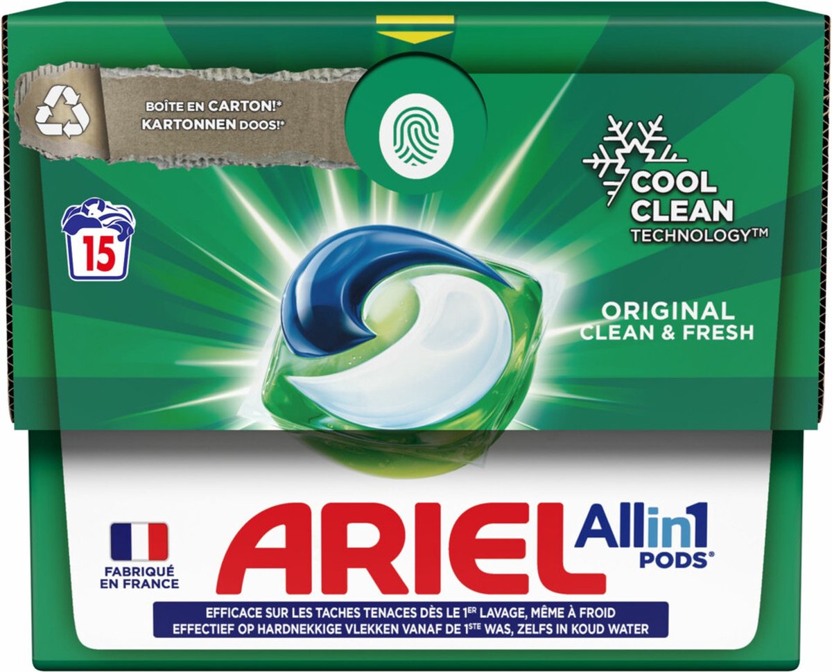 Goedkoopste 4x Ariel All-in-1 Pods Wasmiddelcapsules Original 15 stuks