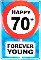 Happy age kaart 70 jaar (wenskaart met Button)