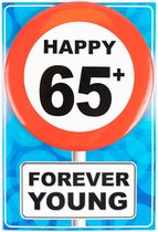 Happy age kaart 65 jaar (wenskaart met button)