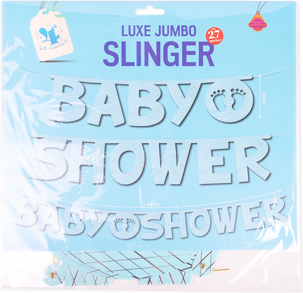 Luxe Jumbo Slinger | Baby shower | blauw | ca 2.7 meter lang | ca. 35 cm  hoog | bol.com