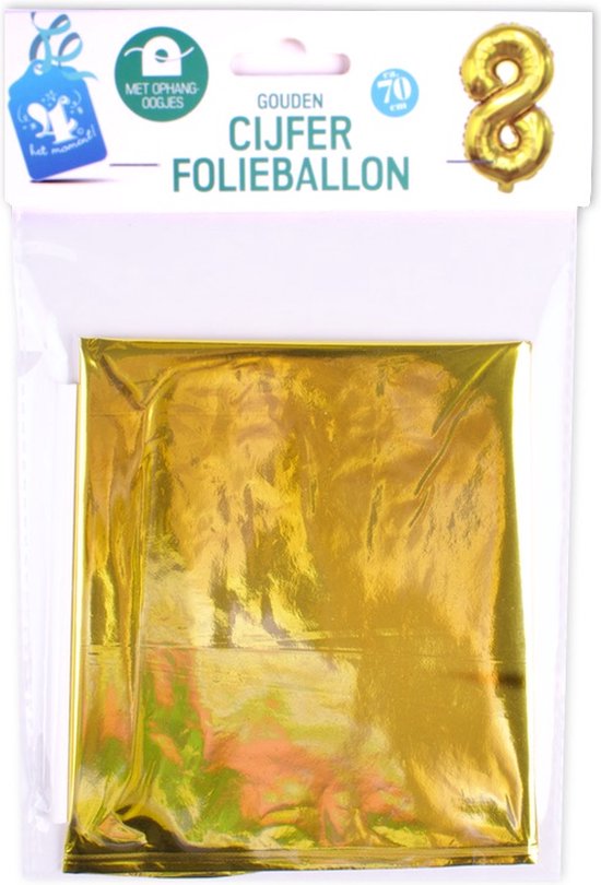deugd deken Schrijfmachine Folie ballon goud | Cijfer acht | H 70 cm x B 33 cm | geschikt voor lucht  en helium | bol.com