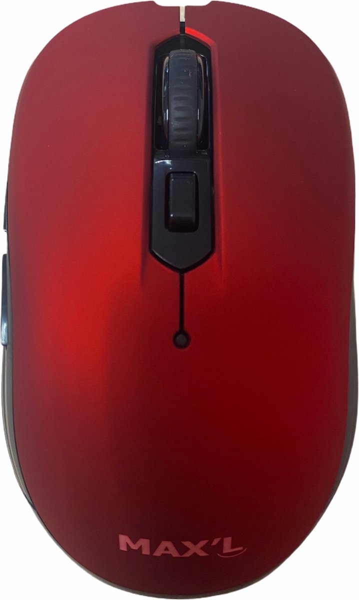 Max'L draadloze optische ergonomische muis 2.4 GHz - 800-1200-1600 DPI - 6 Knoppen kleur Rood