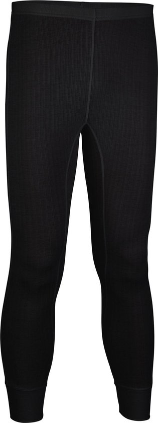 Zwarte junior thermobroek met verticale ribbels en zwarte tailleband.