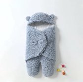 IL BAMBINI - Zachte fleece teddy beer - Inbakerdoek - Slaapzak - Newborn - Blauw