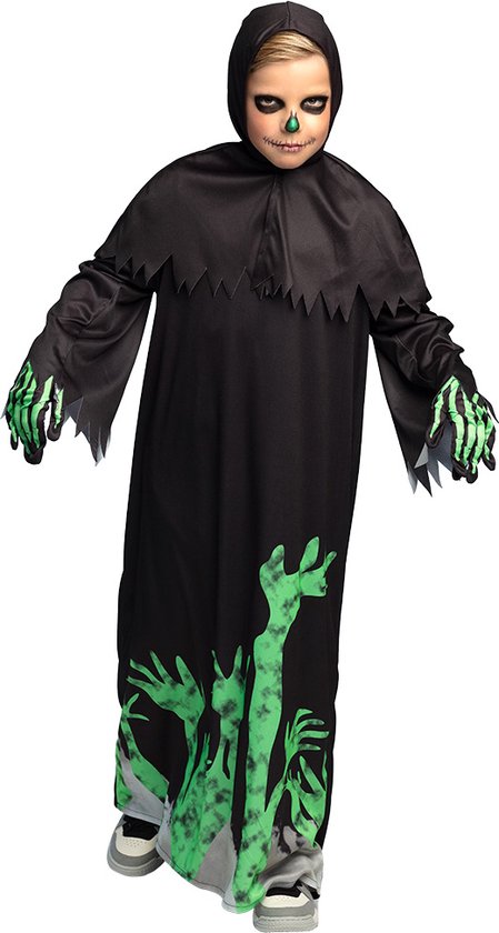 Boland - Kostuum Glowing reaper (10-12 jr) - Kinderen - Grim reaper - Halloween verkleedkleding - Horror - Reaper