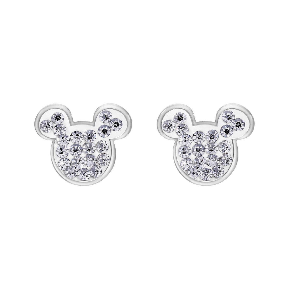 Disney - Stalen oorknoppen Mickey Mouse met wit kristal