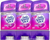 Lady Speed Stick Pro 5 in 1 Deodorant Gel Stick Vrouw - 3 x 65g - Anti-Transpirant Deodorant Gel Stick met 48 Uur Zweetbescherming