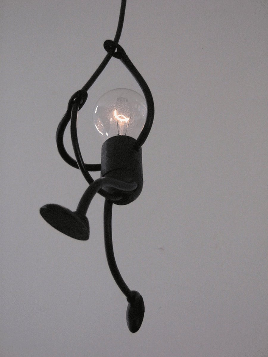 Hanglamp - Hangend mannetje - Woonkamer - -Kinderkamer- Metaal - Zwart - Minimalistisch