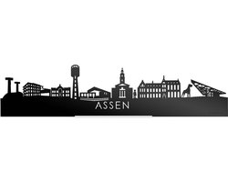 Standing Skyline Assen Zwart Glanzend - 40 cm - Woon decoratie om neer te zetten en om op te hangen - Meer steden beschikbaar - Cadeau voor hem - Cadeau voor haar - Jubileum - Verjaardag - Housewarming - Aandenken aan stad - WoodWideCities