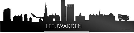 Standing Skyline Leeuwarden Zwart Glanzend - 60 cm - Woondecoratie design - Decoratie om neer te zetten en om op te hangen - Meer steden beschikbaar - Cadeau voor hem - Cadeau voor haar - Jubileum - Verjaardag - Housewarming - Interieur -