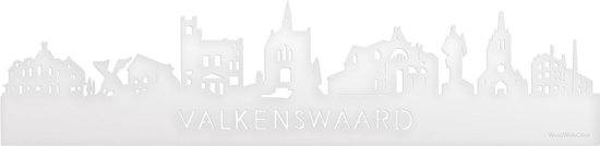 Skyline Valkenswaard Wit Glanzend - 80 cm - Woondecoratie - Wanddecoratie - Meer steden beschikbaar - Woonkamer idee - City Art - Steden kunst - Cadeau voor hem - Cadeau voor haar - Jubileum - Trouwerij - WoodWideCities