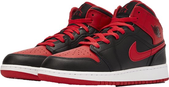 Nike Air Jordan 1 Mid - Maat 35.5 - Sneakers Kids - Zwart/Rood | bol