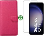 Arara Hoesje geschikt voor Samsung Galaxy S23 Plus hoesje - Met Samsung S23 Plus Screenprotector - Portemonnee Cover - Pink