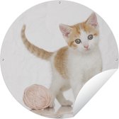Tuincirkel Kitten met wol - 60x60 cm - Ronde Tuinposter - Buiten