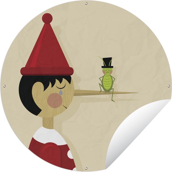 Garden Circle Pinocchio and the Talking Cricket - 150x150 cm - Affiche Ronde de Jardin - Extérieur