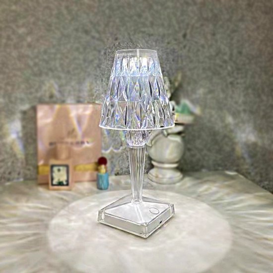 Draadloze Tafellamp Van Kristal En Metaal - Elegante Oplaadbare LED Ve Voor Nachtkastje En Interieur
