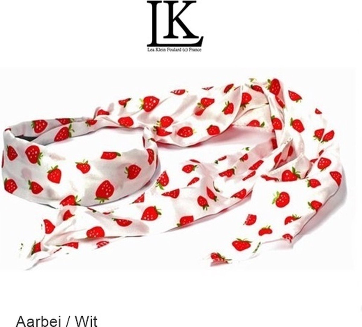 LKF - Lange Sjaal op Haarband / Diadeem - Rode Aardbei / Red Strawberry - basis wit - 2 stuks - Volwassenen Tieners Kinderen (8+ yr) - Casual - Carnaval - Zomerfeesten – Themafeest – Fruit / Jammarkt verkoop