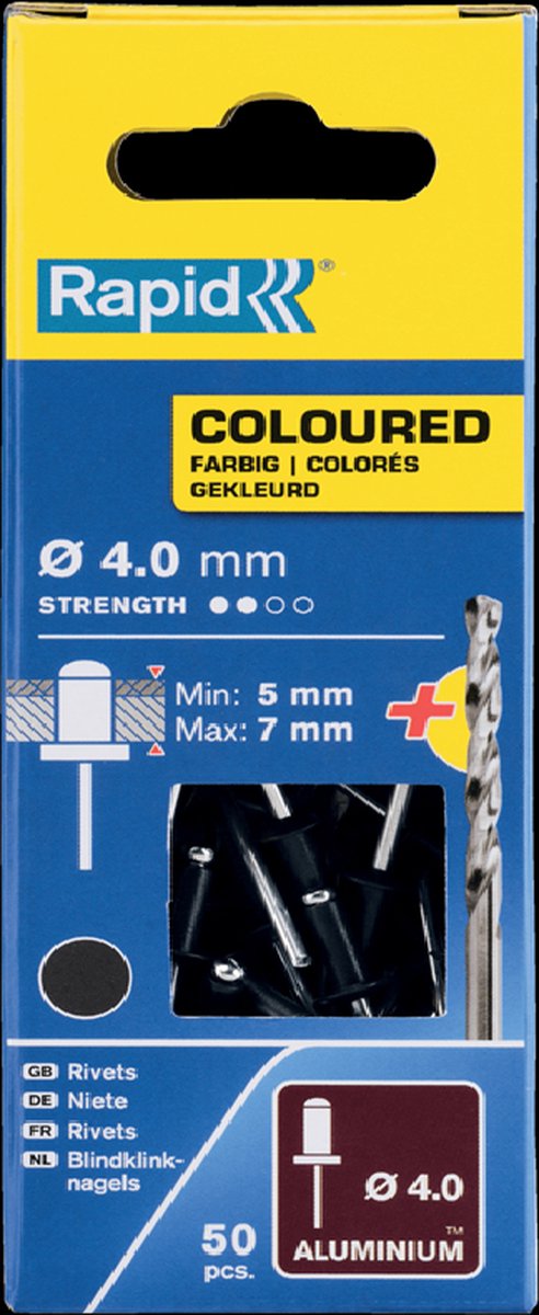 Blindklinknagels donker grijs Ø 4 x 10 mm incl. Boor 50 st., Box