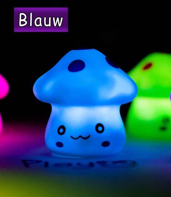 Playoo - Schattig Paddenstoel Nachtlampje - Blauw (RGB) | bol.com
