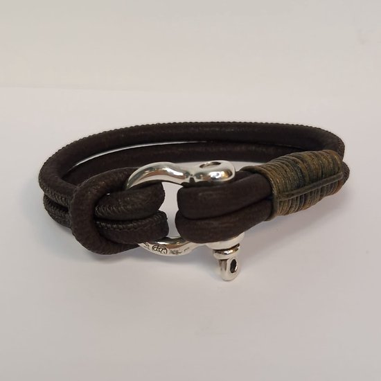 luxe leren armband - leder - zilver - DP-Art - bruin - sale Juwelier Verlinden St. Hubert – van €239,= voor €195,=