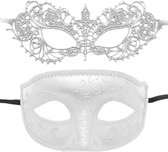 WiseGoods Luxe Venetiaans Masker Dames & Heren - Gala Masque - Sexy Maskers - Maskertjes - Carnaval - Verkleedkleding - Wit 2st
