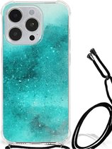 Telefoon Hoesje Geschikt voor iPhone 14 Pro Case Anti-shock met transparante rand Painting Blue