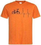 Grappig T-shirt - hartslag - heartbeat - fiets - fietsen - wielrennen - mountainbike - fietssport - sport - maat L