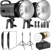 Neewer® - 600W 2.4G Studiozaklampset - S101 - 300W PRO - 5600K - Dimbaar - Mono Light - Zender - Stand - Softbox - Reflector - Tas voor Studiofotografie - Monolights