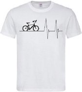 Grappig T-shirt - hartslag - heartbeat - fiets - fietsen - wielrennen - mountainbike - fietssport - sport - maat L