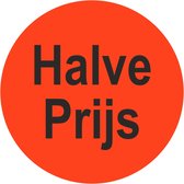 Halve Prijs Stickers - Sluitzegels - Etiketten - Fluor Rood - 35 mm - Rol van 500 stuks - Promotie - Acties
