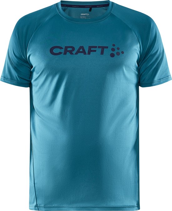 Craft - CORE Essence Logo Tee M - Sportshirt - Blauw/Groen - Heren - Maat M