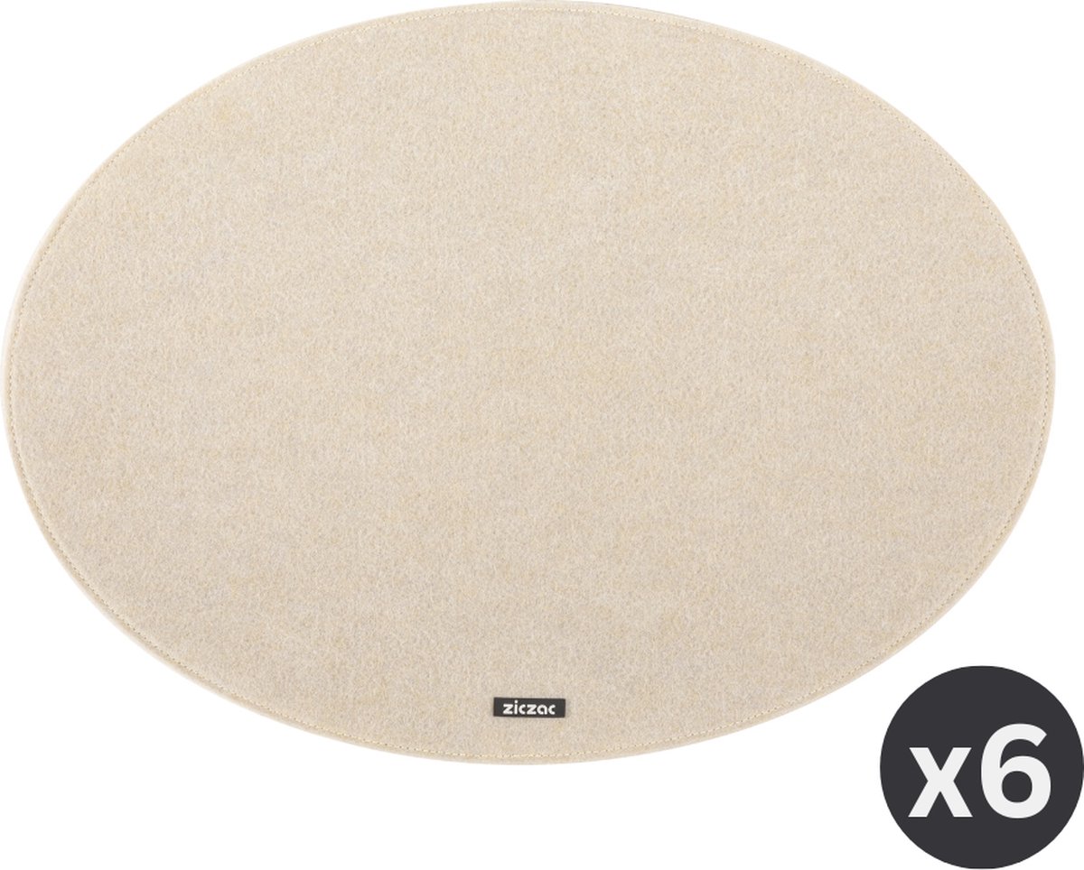 Placemat NUNO, ovaal, SET/6, 33x45cm, ivoor