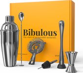 Cocktailshaker set van Bibulous® - RVS Cocktailset met Cobbler shaker (750ml) incl. Luxe Geschenkdoos