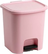 Poubelles en plastique/poubelles/poubelles à pédale en rose de 7,5 litres avec conteneur intérieur, couvercle et pédale 24 x 22 x 25,5 cm
