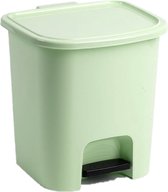 2x stuks kunststof afvalemmers/vuilnisemmers/pedaalemmers mint groen 7.5 liter - 24 x 22 x 25.5 cm