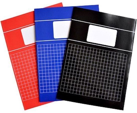 SOHO Schriften - A4 formaat - 70 grams papier - Met kantlijn - 3 kleuren - Zwart/Rood/Blauw - 10mm ruit - 80 bladzijden - 5 stuks